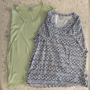 2 Orvis V Neck Short Sleeve Shirts Tee Women Minimalist